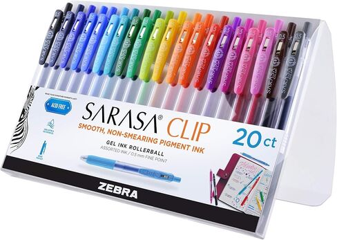 Zebra Pen Sarasa Clip Decoshine Retractable Gel Pen, Fine Point, 0.5mm, Assorted Metallic Gel Ink, 9-Pack, (49009) in Saudi Arabia