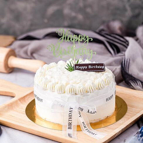 Happy Birthday Cake Toppers 9 Inch Glitter Happy Birthday Cake Pick for Birthday Anniversary Theme Party Cake Decorations Supplies - Olive Green in Saudi Arabia