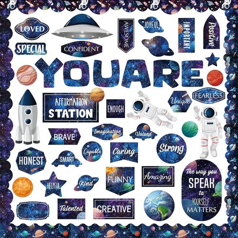 90 Pcs Crayon Affirmation Station Classroom Bulletin Board Set Motivational Bulletin Board Back to School Positive Affirmations Accent Cutout Mirror Growth Mindset Decor for School Office Home in Saudi Arabia