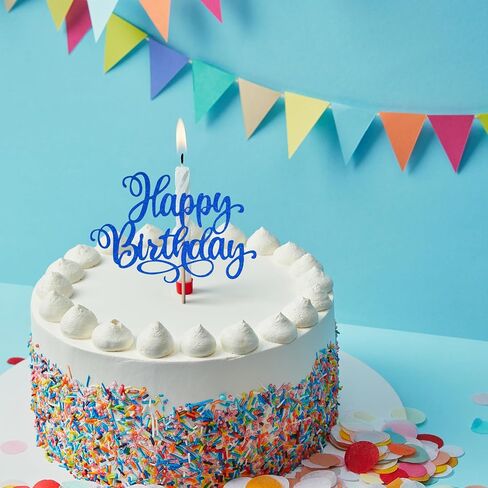 Happy Birthday Cake Toppers 9 Inch Glitter Happy Birthday Cake Pick for Birthday Anniversary Theme Party Cake Decorations Supplies - Olive Green in Saudi Arabia