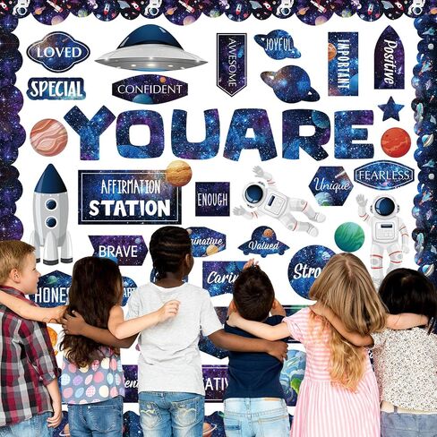 90 Pcs Crayon Affirmation Station Classroom Bulletin Board Set Motivational Bulletin Board Back to School Positive Affirmations Accent Cutout Mirror Growth Mindset Decor for School Office Home in Saudi Arabia