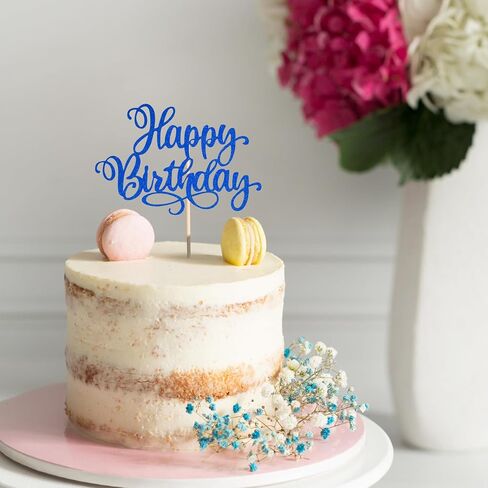 Happy Birthday Cake Toppers 9 Inch Glitter Happy Birthday Cake Pick for Birthday Anniversary Theme Party Cake Decorations Supplies - Olive Green in Saudi Arabia