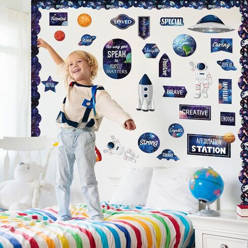 90 Pcs Crayon Affirmation Station Classroom Bulletin Board Set Motivational Bulletin Board Back to School Positive Affirmations Accent Cutout Mirror Growth Mindset Decor for School Office Home in Saudi Arabia