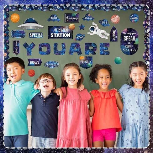 90 Pcs Crayon Affirmation Station Classroom Bulletin Board Set Motivational Bulletin Board Back to School Positive Affirmations Accent Cutout Mirror Growth Mindset Decor for School Office Home in Saudi Arabia