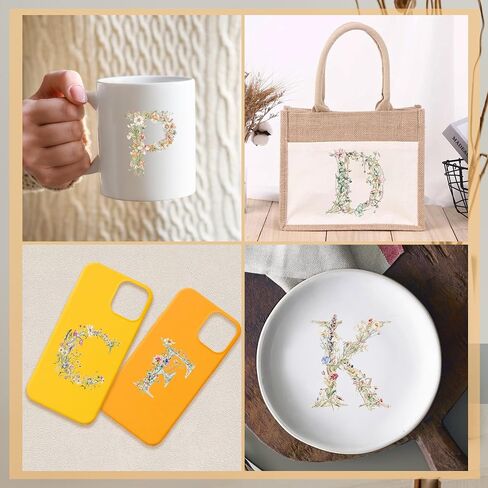 Letter UV DTF Cup Wraps - 20 ورقة زهرة الحروف UV DTF نقل ملصقات نقل الأزهار الأزهار UV DTF Cup لفات الزجاج ، ملصق نقل مائي ، هدايا DIY للأصدقاء in Saudi Arabia