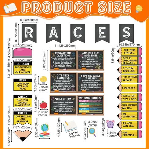 Pasimy Races Wratestrate Strategy Bulletin Board Set Process Process Processs for Charsiprice Decorities Races Alphabet Pencil مع جمل ملصقات Bulletin Cutouts Elementary Middle School (Black) in Saudi Arabia
