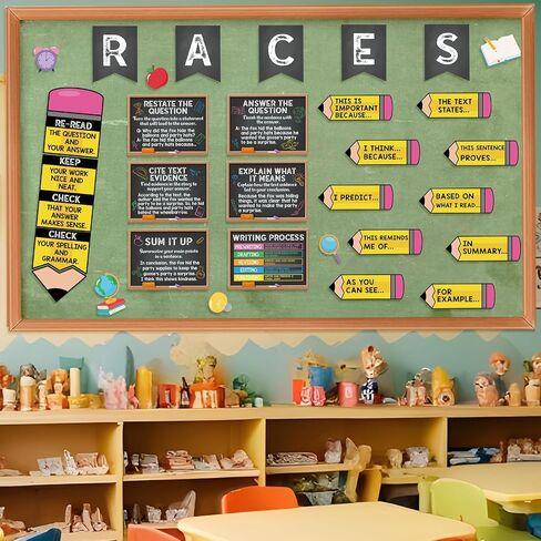 Pasimy Races Wratestrate Strategy Bulletin Board Set Process Process Processs for Charsiprice Decorities Races Alphabet Pencil مع جمل ملصقات Bulletin Cutouts Elementary Middle School (Black) in Saudi Arabia