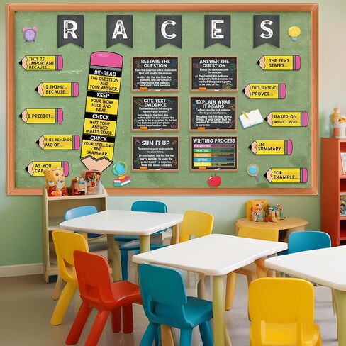 Pasimy Races Wratestrate Strategy Bulletin Board Set Process Process Processs for Charsiprice Decorities Races Alphabet Pencil مع جمل ملصقات Bulletin Cutouts Elementary Middle School (Black) in Saudi Arabia