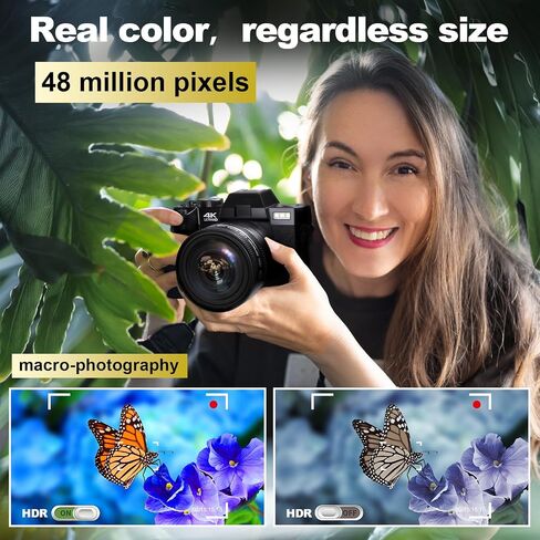 Vlogging Digital Camera with 180° Flip Screen, WiFi, Pink Color, Macro & Wide Angle Lens, App Control, External Microphones, 16X Zoom, 32GB TF Card - Camera for Photography, Vlogging, YouTube in Saudi Arabia