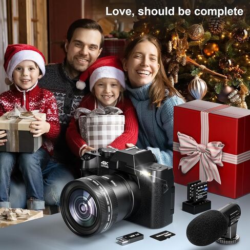 Vlogging Digital Camera with 180° Flip Screen, WiFi, Pink Color, Macro & Wide Angle Lens, App Control, External Microphones, 16X Zoom, 32GB TF Card - Camera for Photography, Vlogging, YouTube in Saudi Arabia