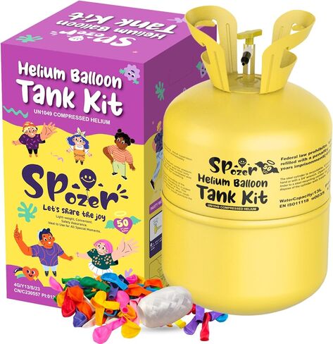 دبابة الهيليوم للبالونات في المنزل ، 13L HELIUM PUMP PUMP طقم يصل إلى 50 بالونات اللاتكس ، 50 بالونات وشرائط اللاتكس ، مثالية لحفل عيد الميلاد ، حفل زفاف ، أحداث in Kuwait