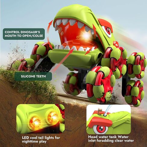 RC Stunt Car for Kids ، Boy Toys تتراوح أعمارهم بين 6-12 ، سيارة التحكم عن بعد 8wd Dinosaur مع الرش والضوء والموسيقى ، سيارة لعيد الميلاد in Saudi Arabia