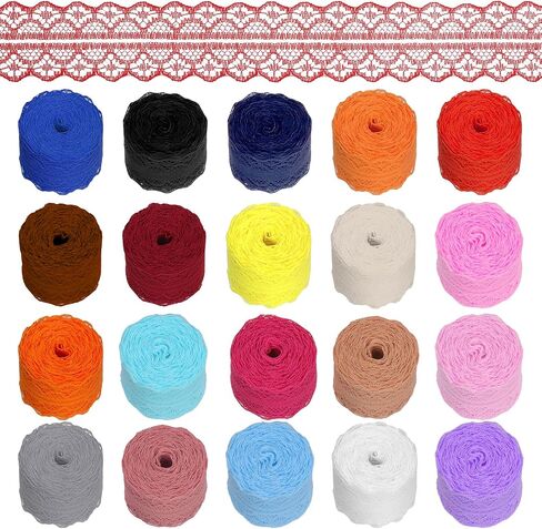 Hilitchi 1.5cm Unilateral Lace Ribbon Mixed Color Floral Pattern Fabric by The Roll for Bridal Wedding Decorations Invitation Cards in Saudi Arabia