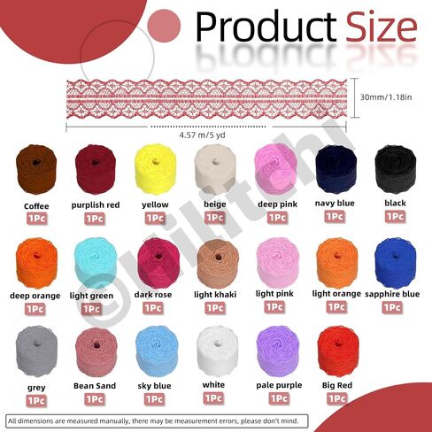 Hilitchi 1.5cm Unilateral Lace Ribbon Mixed Color Floral Pattern Fabric by The Roll for Bridal Wedding Decorations Invitation Cards in Saudi Arabia