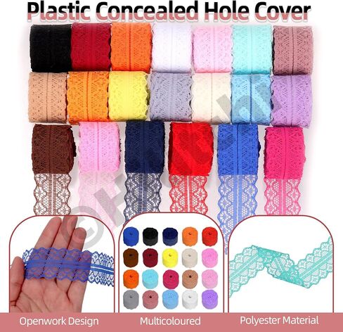 Hilitchi 1.5cm Unilateral Lace Ribbon Mixed Color Floral Pattern Fabric by The Roll for Bridal Wedding Decorations Invitation Cards in Saudi Arabia