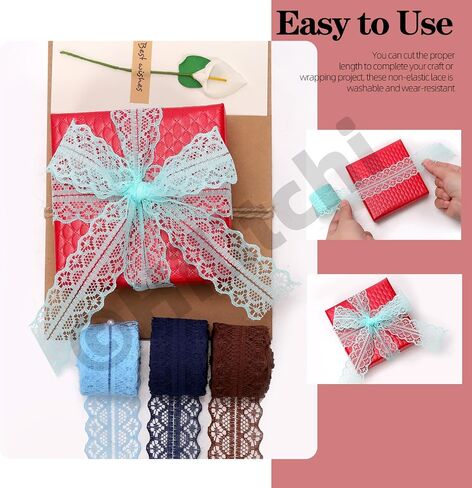 Hilitchi 1.5cm Unilateral Lace Ribbon Mixed Color Floral Pattern Fabric by The Roll for Bridal Wedding Decorations Invitation Cards in Saudi Arabia