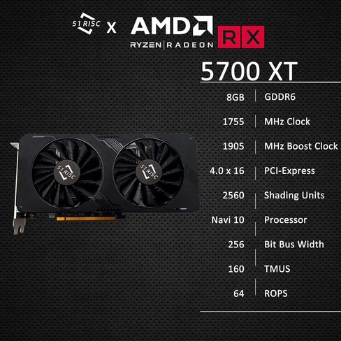 Radeon RX 5700 XT Graphics Card, 8GB GDDR6 256bit PCIe 4.0 x16 Boost Clock 1905MHz DP x3 HDMI 1080P 1440p Video Gaming Card 8K Resolution Support Radeon RX 5700 XT 8GB in Saudi Arabia