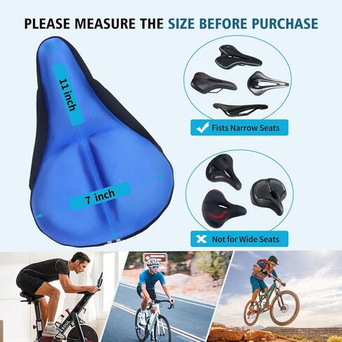 وسادة مقعد الدراجة، غطاء مقعد الدراجة مبطن من الجل لراحة الرجال والنساء، وسادة مقعد الدراجة لمقعد الدراجة الضيق، ممتص للصدمات، وسادة الدراجة مناسبة للجبال والطرق ودراجة التمرين in Kuwait