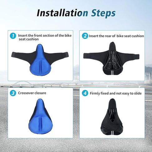 وسادة مقعد الدراجة، غطاء مقعد الدراجة مبطن من الجل لراحة الرجال والنساء، وسادة مقعد الدراجة لمقعد الدراجة الضيق، ممتص للصدمات، وسادة الدراجة مناسبة للجبال والطرق ودراجة التمرين in Kuwait