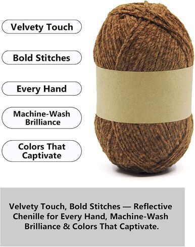 Reflective Yarn,2 Fine (Sport) Chenille Yarn for Crocheting,Crafts,Hats, Socks, DIY,175 Yards, 100g,Purple in Saudi Arabia