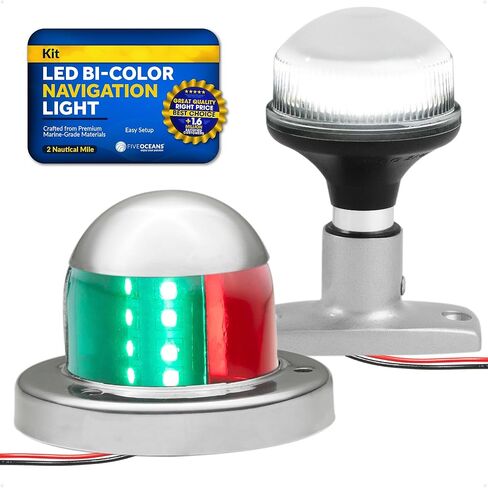 Five Oceans Boat Navigation Lights, LED Bow Light, Boat Navigation Lights Red and Green, Horizontal Mount Bi-Color Light, 12V, USCG Rules 2NM, for Pontoon, Fishing Boats, Bass Boats - FO4512 in Saudi Arabia