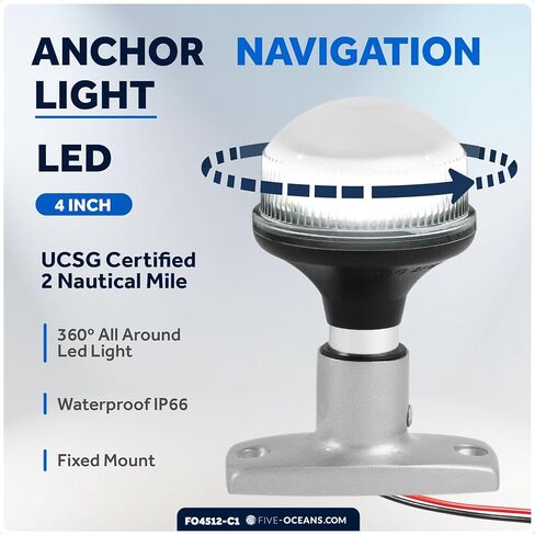 Five Oceans Boat Navigation Lights, LED Bow Light, Boat Navigation Lights Red and Green, Horizontal Mount Bi-Color Light, 12V, USCG Rules 2NM, for Pontoon, Fishing Boats, Bass Boats - FO4512 in Saudi Arabia