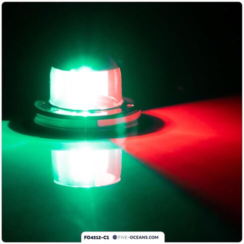 Five Oceans Boat Navigation Lights, LED Bow Light, Boat Navigation Lights Red and Green, Horizontal Mount Bi-Color Light, 12V, USCG Rules 2NM, for Pontoon, Fishing Boats, Bass Boats - FO4512 in Saudi Arabia