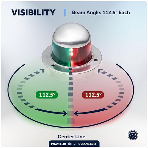 Five Oceans Boat Navigation Lights, LED Bow Light, Boat Navigation Lights Red and Green, Horizontal Mount Bi-Color Light, 12V, USCG Rules 2NM, for Pontoon, Fishing Boats, Bass Boats - FO4512 in Saudi Arabia