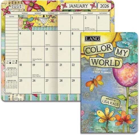 Lang Companies, Color My World 2 Year 2026 Pocket Planner, 3.63'' X 6.5'', Weekly Calendar with Spiral Binding in Saudi Arabia