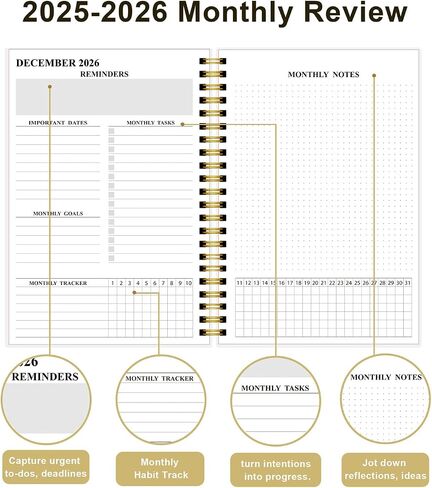 Monthly Planner 2025-2026 - Monthly Calendar from July 2025 to December 2026, 2025-2026 Monthly Planner with Inner Pocket, Elastic Band, 5.8" x 8.5", Green Leaf in Kuwait