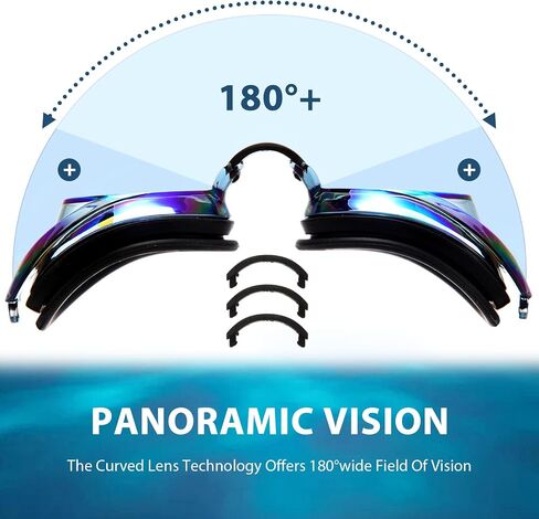 3 Pcs Adult Swimming Goggles for Men Women Anti UV Fog Racing Mirrored Swim Goggles Silicone with 3 Quick Adjust Bungee Straps and 6 Nose Bridges for Adult Youth Sports in Saudi Arabia