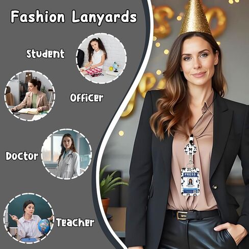 Black Bows Lanyards with ID Badges, Bow Ties Name Badges Holder with Neck Breakaway Lanyard Detachable Keychain Beaded for Teacher Nurse Office Student Decor Gifts in Saudi Arabia