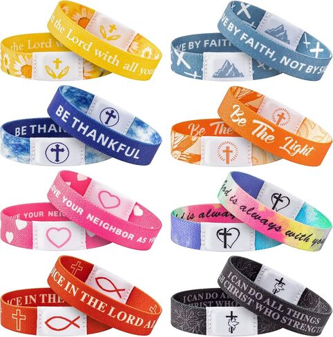 CUweipeng NFC Bible Verse Bracelet Set Colorful Religious Daily Bible Verse Nfc Bracelet Inspirational Christian Friendship Accessory for Men Women Adult Kid Birthday Jewelry Gift Party Supply in Kuwait
