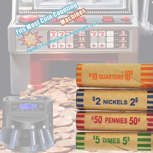 Preformed Coin Wrappers Rolls, 128pcs (Quarters, Pennies, Nickels, Dimes), Fits Coin Sorters and Hand-Filling in Saudi Arabia