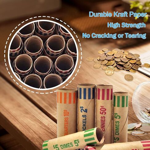 Preformed Coin Wrappers Rolls, 128pcs (Quarters, Pennies, Nickels, Dimes), Fits Coin Sorters and Hand-Filling in Saudi Arabia