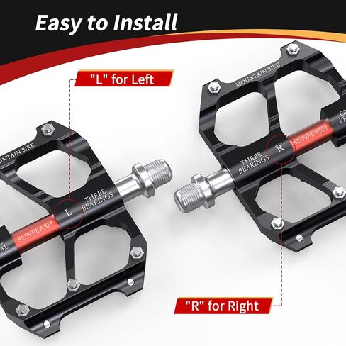 Mountain Bike Pedals Aluminum Alloy Lightweight MTB Bicycle Pedals Flat for Mountain Bike MTB BMX 9/16" Axle, Three Bearing Platform Pedals Silver Black in Saudi Arabia