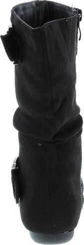 Link Klein-70k Girl's Kid's Faux Suede Two Buckle Zipper Flat Heel Mid Calf Slouchy Boot Shoes (4 B(M) US, Brown) … in Saudi Arabia
