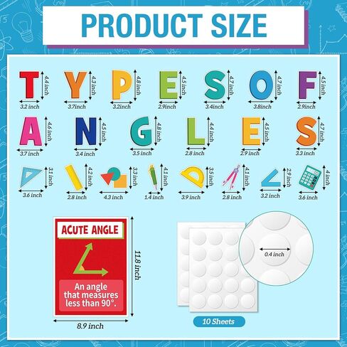 Funrous 38 Pcs Educational Math Posters Volume And Surface Area Formulas Poster Geometry Mathematics Bulletin Board Math Classroom Learn Material for Elementary Middle School Supplies (38, Shape) in Saudi Arabia