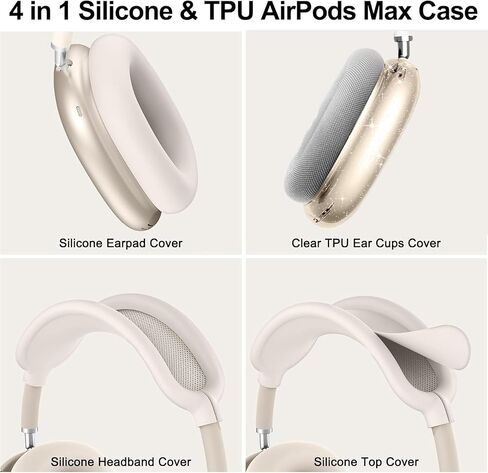 Case Cover for AirPods Max Headphones, Anti-Scratch, Ultra Protective Cover with 4 Pcs Spiders Decoraion Silver&Black for Apple AirPods Max in Saudi Arabia