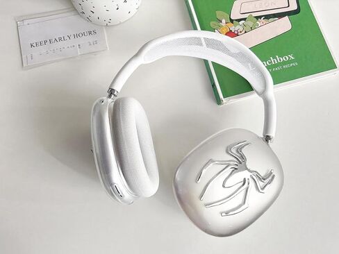 غطاء حماية لسماعات AirPods Max، مضاد للخدش، غطاء حماية فائق مع 4 قطع عنكبوت ديكور فضي وأسود لسماعات Apple AirPods Max in Saudi Arabia