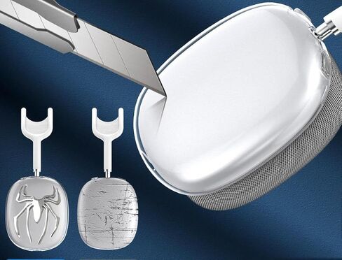 غطاء حماية لسماعات AirPods Max، مضاد للخدش، غطاء حماية فائق مع 4 قطع عنكبوت ديكور فضي وأسود لسماعات Apple AirPods Max in Saudi Arabia