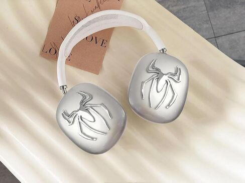 غطاء حماية لسماعات AirPods Max، مضاد للخدش، غطاء حماية فائق مع 4 قطع عنكبوت ديكور فضي وأسود لسماعات Apple AirPods Max in Saudi Arabia