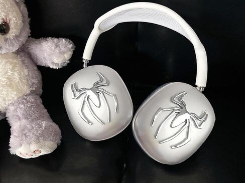غطاء حماية لسماعات AirPods Max، مضاد للخدش، غطاء حماية فائق مع 4 قطع عنكبوت ديكور فضي وأسود لسماعات Apple AirPods Max in Saudi Arabia