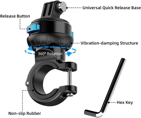 SUREWO Aluminum Magnetic Quick Release Bicycle Handlebar Clamp Mount, Motorcycle Handlebar Clamp Holder Mount Compatible with GoPro Hero 13/12/11/10/9/8/7/6/5 Black,DJI Osmo Action 4/3 and More in Saudi Arabia