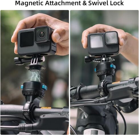 SUREWO Aluminum Magnetic Quick Release Bicycle Handlebar Clamp Mount, Motorcycle Handlebar Clamp Holder Mount Compatible with GoPro Hero 13/12/11/10/9/8/7/6/5 Black,DJI Osmo Action 4/3 and More in Saudi Arabia