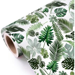 WRAPAHOLIC Tropical Wrapping Paper - Mini Roll - 17 Inch x 16.5 Feet - Green Monstera Leaf Hawaii Wrapping Paper for Birthday, Wedding, Bridal Shower, Baby Shower