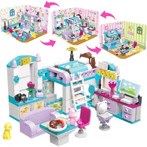Friends 3-in-1 Dream House Building Blocks Set for Girls Ages 6-12, 194-Piece STEM Toy with 3 Design Styles, Creative Educational Gift Enhancing Fine Motor Skills & Creativity