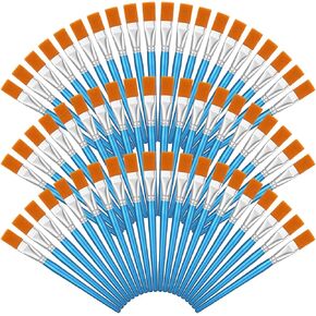 60 Pcs 1 Inch Paint Brush for Acrylic Painting, Large Flat Paintbrushes Bulk Wooden Handle Craft Paint Brushes for Watercolor Oil Face Body Art Kids Adult Artist (Blue)