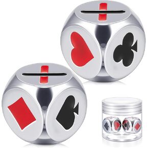 2 Pcs Stainless Metal Marker Dice 0.8''(2cm) Euchre Indicator Great Tools for Euchre Pinochle Playing Cards, Gift for Bridge Cards