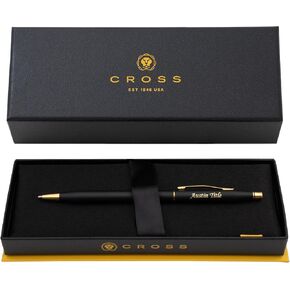 Cross Pens | Engraved Cross Classic Century Ballpoint Finished in Black with Gold Trim. Includes Gift Box for Graduation, Birthday, or Holiday Gift.